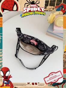 Marvel 1个漫威官方授权蜘蛛侠图案腰包，多功能斜挎包，男童休闲单肩包，轻便可调节肩带胸包，卡通零钱包，臀包，适合男孩、年轻粉丝、学生，完美适用于日常上学、户外玩耍、主题公园游玩、假期旅行、运动。 - 彩色 - 查看 6
