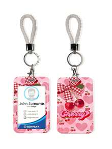 1pc ABS Cherry Pattern Fashionable Personalized Keychain Pendant, Bag Charm, Student Bus Protector - Multicolor - View 4