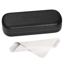 Glasses Case Hard Shell Eyeglass Case With Cleaning Cloth, PU Leather Protective Eye Glass Cases Fits Most Sunglasses - Black - View 1
