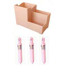 Organizador de escritorio multifuncional para artículos de papelería, suministros para dormitorio y oficina - Caja de almacenamiento de tres compartimentos - Ver 11