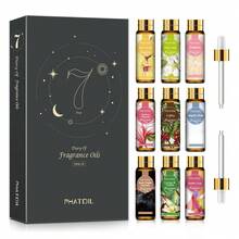 PHATOIL 香氛精油套装 9 瓶装 10ml/0.33fl.Oz 香氛精油套装，适用于肥皂、蜡烛制作、香薰机、加湿器、DIY 香氛 - 椰子香草/白麝香/咖啡/泡泡糖/D-Jador/天使/黑兰花/木兰 - 9 pcs/set-C - 查看 1