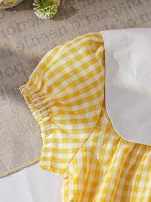 女童刺绣领短袖衬衫，夏季 - 黃色 - 查看 5