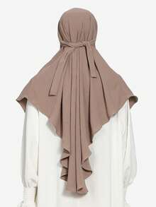 1pc Women's Long Prayer Dress Muslim Hijab With Tie, Convenient Daily Tie-Up Muslim Headscarf, Ready-To-Wear Hijab Scarf - Multicolor - View 7