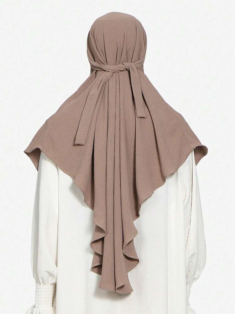 1pc Women's Long Prayer Dress Muslim Hijab With Tie, Convenient Daily Tie-Up Muslim Headscarf, Ready-To-Wear Hijab Scarf - Multicolor - View 7