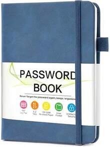 MOSA BEAR Password Keeper Book With Alphabetical Tabs,4.3"X5.7" Small Password Books For Seniors Password Notebook For Internet Website Address Log In Detail(Dark Blue) [Unknown_binding] - 深藍色_ - 查看 1