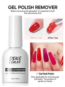 PEACECOLOR Kit com 1/2 unidades de removedor de esmalte em gel de 10ml, removedor de limpeza rápida, ideal para manicure em salão de beleza e uso doméstico. - 10 ml - Ver 2