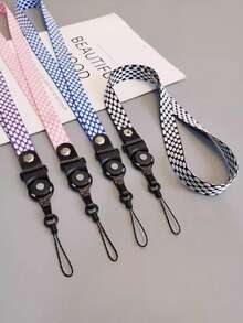 Football Pattern Lanyard Necklace Strap, Wide Version, Embroidered, Braided, Multifunctional Detachable Finger Ring Phone Case, ID Card Holder, Anti-Lost, For Women - Multicolor - View 4