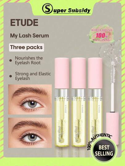 ETUDE 3pcs Eyelash Serum Set | Gentle Daily Eyelash Care | Lightweight Nourishing Formula, Create Natural Beautiful Lashes | Precise Applicator | Makeup Primer | Korean Cosmetics | 9g/0.32oz*3