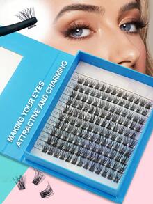 Waloshow 120/130/192/198pcs 12-18mm D Curl Long Individual Eyelash Extensions Mixed Tray, Faux Mink Lash Clusters For DIY Lash Extension At Home - Blue - View 6