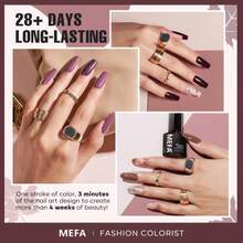 MEFA Fall Gel Nail Polish Set, 12 Colors Burgundy Red Nail Polish Set Champagne Gold Glitter Nail Polish Gel Soak Off Dark Red Purple Shimmer Nude Brown Manicure Gifts For Women Girl DIY Salon Home - Màu A - Xem 3
