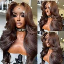NARNI 30 Inch Chocolate Brown Lace Front Wigs Human Hair 250 Density Glueless Body Wave Human Hair Wig 13x6 Hd Lace Front Wigs Human Hair Pre Plucked 4# Brown Colored Human Hair Wigs For Women - S4 - 查看 7