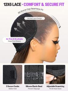 MEGALOOK Fashion Brown Long Curly Human Lace Wig - S4 - View 8