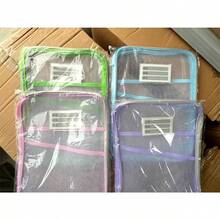 1 pieza Bolsa de malla de nailon de doble capa tamaño A4, bolsa organizadora de documentos para exámenes, tareas, archivos (el color verde puede tener una ligera variación, se enviarán 3 tonos de verde diferentes de forma aleatoria, el color del marco de la etiqueta es aleatorio, algunos lotes pueden no tener el marco) - Multicolor - Ver 7