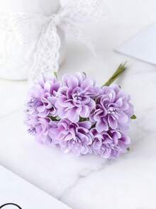 1/5/250件人造迷你康乃馨與玫瑰仿真花，春季/秋季裝飾，新娘花束，婚禮花瓶，家居餐廳臥室裝飾（由於光線和螢幕差異，可能會有些微色差，尺寸約為手機的一半） - 淡紫色 - 查看 7