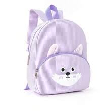 1. 儿童卡通动物背包，粉色和白色条纹设计，狐狸图案，毛绒耳朵和卡通表情刺绣，轻便，非常适合上学、旅行和日常使用，生日礼物。 - 彩色 - 查看 10