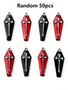 Bộ 6/12/24/50/80/100 chiếc mặt dây chuyền hình trái tim tráng men kiểu Gothic nhiều màu sắc, thích hợp để tự làm khuyên tai, vòng tay, trang sức, mặt dây chuyền hợp kim kẽm với chủ đề độc đáo, chất liệu không khảm - Phụ kiện hạt kim loại thủ công - Nhiều màu - Xem 20