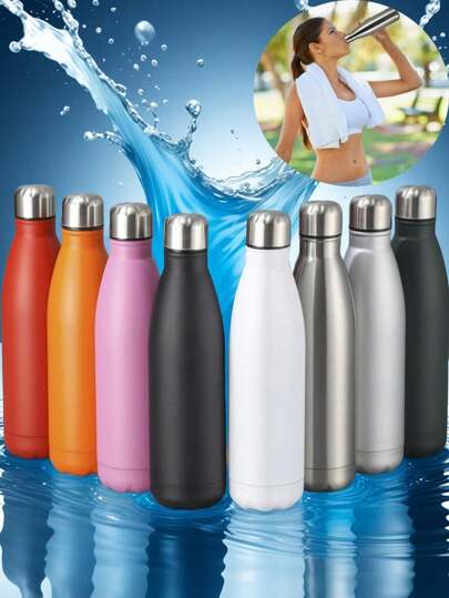 1pc Double Wall Stainless Steel Vacuum Insulated Water Bottle, 304 Stainless Steel Material, Suitable For Outdoor Activities And Fitness, Keeps Cold Drinks 24hrs, Hot Drinks 12hrs, Leak-Proof Design - Rotatable, Reusable Lid Cup, Ideal For Outdoor Activities, Cycling And Hiking, Hydration Supplement | Vacuum Insulated Tumbler | Structure - Vacuum Insulated Bottle, Perfect For Sports, Running, Cycling