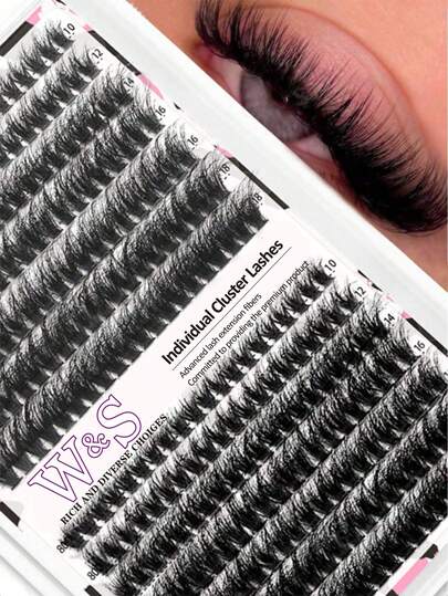 Waloshow 280pcs Fluffy Individual Lashes, 60D+80D/40D+50D Curl Mix, 10-16mm, DIY Lash Clusters, Super Dense & Natural, Ultra Soft, Reusable, Suitable For Beginners For Daily, Party, Music Festival, Halloween And More