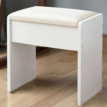 Silla De Tocador Moderna Blanco Para Sala De Maquillaje,Silla de cómoda,Silla de dormitorio, Blanco , Exquisito y pequeño
