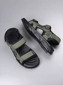 Men's Adjustable Strap Outdoor Hiking Sandals, Open Toe Non-Slip Wear-Resistant Thick Sole Lightweight Breathable Casual Athletic Footwear For Men Beach Camping Travel Daily Wear - 綠色 - 查看 3