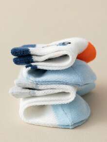 5 Pairs Cartoon Car Print Breathable Thin Socks, Cute Mid-Calf Socks For Baby Boys, Mesh Socks, Spring/Summer - Multicolor - View 2