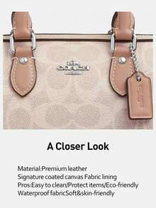 Túi COACH Rowan 18 Boston với dây đeo logo có thể tháo rời, chất liệu PVC, túi xách nhỏ, túi đeo vai, túi tote, phù hợp sử dụng hàng ngày và trong các kỳ nghỉ, màu trà sữa. - Màu trà sữa - Xem 6