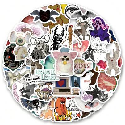 61 pezzi Adesivi Weirdcore, Adesivi estetici per scrapbooking, diario, laptop, paraurti, skateboard, borraccia, computer, telefono, biglietti di auguri, album fotografici, mobili