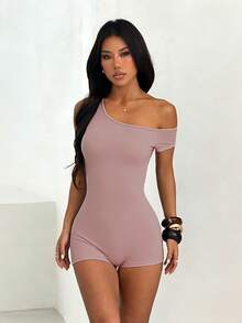 Minimalist Sporty Sexy Summer Romper: Casual One-Piece Jumpsuit For Women, Fitness Gym Jumpsuit Outfit Pink Wedding Party - Pink - View 2
