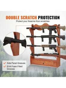 VEVOE Gun Rack, Wood Gun Rack Wall Mount, Gun Display Rack Holds 4 Rifles, Shotguns, 132 Lb Heavy Duty Wall Storage Display Rifle Rack With Soft Padding - 銅色 - 查看 4