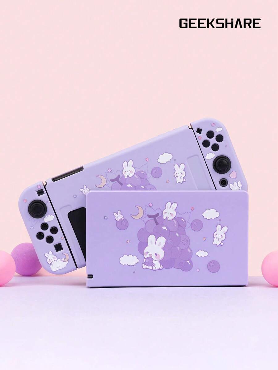 Cute Rabbit Game Console Protective Cover Compatible With Nintendo Switch 2017 Dock - Mauve Purple - View 1