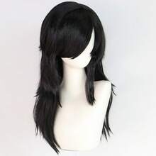 Emo Costume Women Long Black Wig Scene Wig 2000S Themed Party Outfits Pop Punk Party Goth Costume For Halloween Party (3 Fake Piercings, 1 Pair Of Fishnet Gloves, 1 Choker) ﻿ - Black - View 6