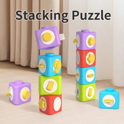 Montessori Busy Ball Stacking Toys For Babies, Early Educational Multi-Faceted Toys For Newborns 0-3 Years Old, Fine Motor Skills Training, Chewable Gift