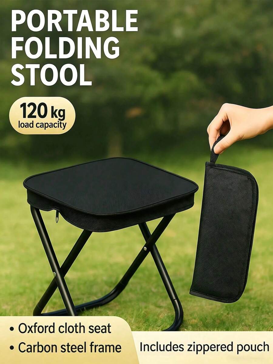 可折叠旅行椅，钓鱼折叠椅，坚固耐用的座椅，适合露营、钓鱼和户外活动，稳定不摇晃，露营椅，便携式设计，露营装备，便携式座椅，节省空间的家具，轻巧结构，户外探险爱好者的理想之选 - 彩色 - 查看 1