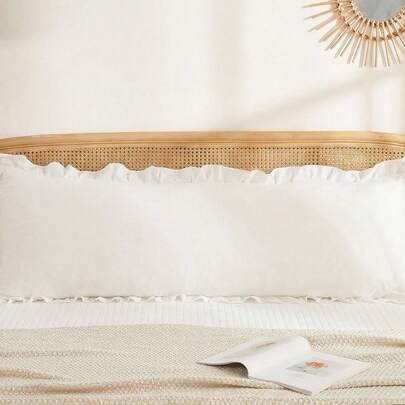 1pc Ruffle Decor Body Pillowcase Without Filler,White