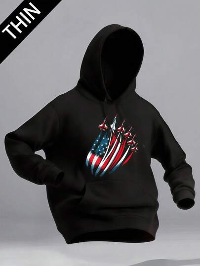 Sudadera ligera y transpirable para hombres, adecuada para todas las estaciones, con mangas largas y capucha con cordón. La sudadera presenta divertidos estampados de aviones y banderas nacionales, ideal para diversas ocasiones como ir al trabajo, senderismo al aire libre, fitness, ropa urbana, campamento de fin de semana y reuniones con amigos.