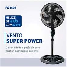 Ventilador de Coluna Turbo Power 110V – Vento Forte, 3 Velocidades, Silencioso e Super Potente para Casa ou Escritório - Ventilador de chão - 110V - Visão 9