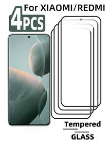 4片装高清钢化玻璃屏幕保护膜，适用于小米15、15Pro、14、13、13Pro、Redmi K80等机型。防油、防水、防指纹、防刮、防撞、防摔，无白边、无气泡，易于安装。 - 無色 - 查看 92