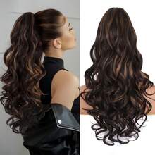 European And American Style Wavy Ponytail Clip-On Hair Extensions, Fluffy Invisible Big Curly Pear Blossom Wavy Ponytail - Multicolor - View 18