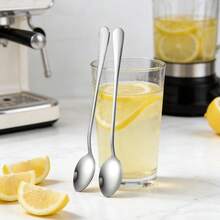 8-Piece Stainless Steel Long Handle Spoon Set - Ice Tea, Coffee, Ice Cream Stirring Spoons, Kitchen Flatware Set - - - View 2