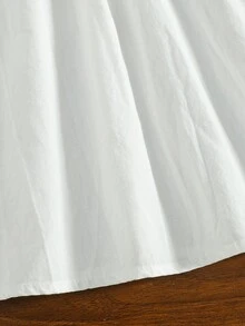 Young Girl Summer Cotton Petal Sleeve Shirt With Bindweed Embroidery - White - View 5