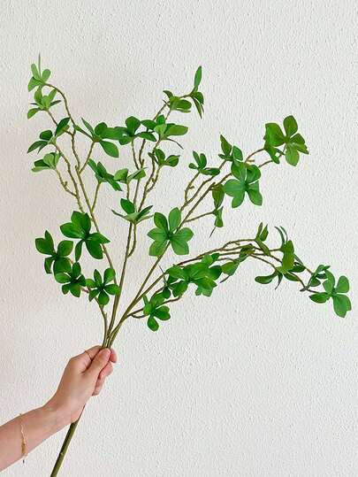 1PC Artificial Long Stem Green Plant With Leaves, For Home Decoration, Bedroom Living Room Decoration, Dining Table Center Decoration, Room Decoration, Vase Decoration, And Summer Decoration, Outdoor Garden Courtyard Decoration, Party Decoration, Wedding Decoration, Office Decoration, Gift