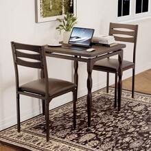 Juego de mesa de comedor de 3 piezas para 2 personas que ahorra espacio: muebles modernos de cocina y comedor con patas en espiral, perfectos para apartamentos o casas, disponibles en marrón, negro y - Negro - Ver 4