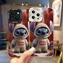 Official Disney Lilo & Stitch Cute Phone Case: Cosmic Explorer Stitch Print In Fuzzy Hoodie With Alien Landscape Background & "GOOD LUCK" Detail, Shockproof Protective Cover With Reinforced Camera Protection For IPhone 17, 16, 15, 14, 13, 12, And 11 Pro Models, Equipped With Shockproof Protection. A Perfect Gift For Family, Friends, Birthdays, Holidays, And Special Occasions. - White - View 4