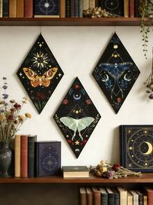 1 cái/3 cái Tranh treo tường họa tiết bướm đêm đen và bầu trời sao, phong cách Boho Gothic huyền bí với hình ảnh kim cương, mặt trăng, mặt trời và ngôi sao đối xứng, tạo điểm nhấn trang trí cho phòng khách, phòng ngủ, phòng học, không gian thiền định, căn hộ, ký túc xá, phòng trưng bày. - Nhiều màu - Xem 2