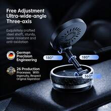 REMAX RM-C51i 旋轉磁吸無線充車載支架 15W高功率快充+360°自由旋轉+強磁穩固吸附 智慧辨識快充 鋅合金轉軸 車載導航 - 黑色 - 查看 4