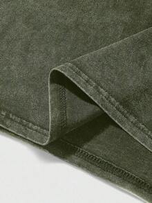 2026 Summer Tops1pc Retro Water Washed T Shirts, Artistic Graphic Featuring A Blooming Rose Intertwined With Bold Anti Social Club Text Symbolizing Contrast Between Beauty And Isolation Vintage 100% 230g Pure Cotton Casual Tee For Men,Street Y2K, Summer Tops, New Year Gifts,UnisexLoose And Comfortableshirt - 軍綠色 - 查看 5