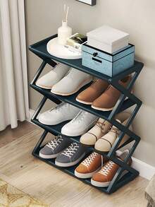 X-Shaped Steel Tube Shoe Rack - Heavy Duty Space Saving Shoe Organizer, Shoe Cabinet, Vertical Shoe Rack, 4-Tier Shoe Rack, Easy Assembly No Tools Required, Durable Metal Frame, Rust-Proof, Adjustable Width, Compact Design, Industrial Style, Stackable & Space Saving, Suitable For Entryway, Closet And Garage | Multipurpose Storage Rack For Boots, Sneakers, High Heels And Various Shoes - View 5