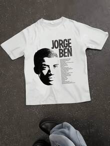 Basic T-Shirt With Jorge Ben Jor Print - White - trắng - Xem 2