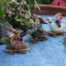 Conjunto de 1 Estátua de Fada em Resina Prateada com Miniaturas de Tartaruga, Pato e Caracol - Perfeita para Jardins de Fadas, Decoração Externa e Presentes de Ação de Graças, Estátuas Divertidas de Gnomos de Jardim, Decoração de Mesa para Pátio, Presentes com Estatuetas de Animais, Adequada para Decoração de Jardim de Fadas, Decoração de Natal e Dia dos Namorados - Scooter Anão - Ver 12
