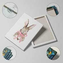 1 szt. Akwarela Wielkanocny Króliczek Obraz Ścienny Uroczy Króliczek Drukuje Obrazy Na Płótnie Wiosna i Wielkanoc Plakat Świąteczny Minimalistyczna Kokietka Estetyczna Dekoracja Dla Dziewczynek Sypialnia, Pokój Dziecięcy, Wystrój Salonu Prezent Dla Niej Nie Oprawione Lub Oprawione - wzór - Zobacz 2